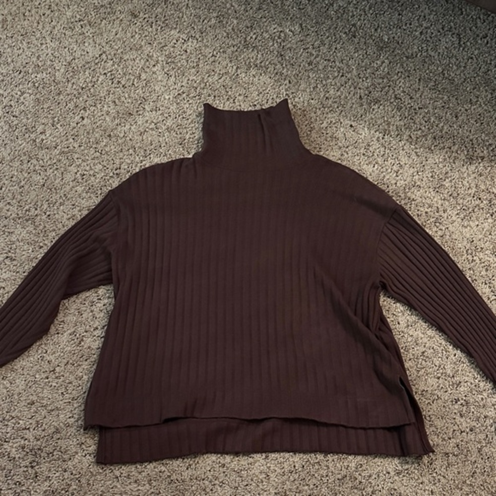 Madewell Purple Brown Ribbed Turtleneck Sweater